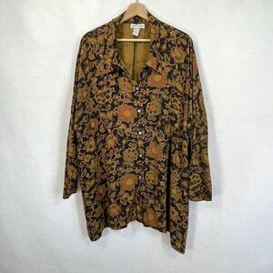 Jackie Loves John Vintage One Size Fits All Linen Blend Button Down Floral Shirt